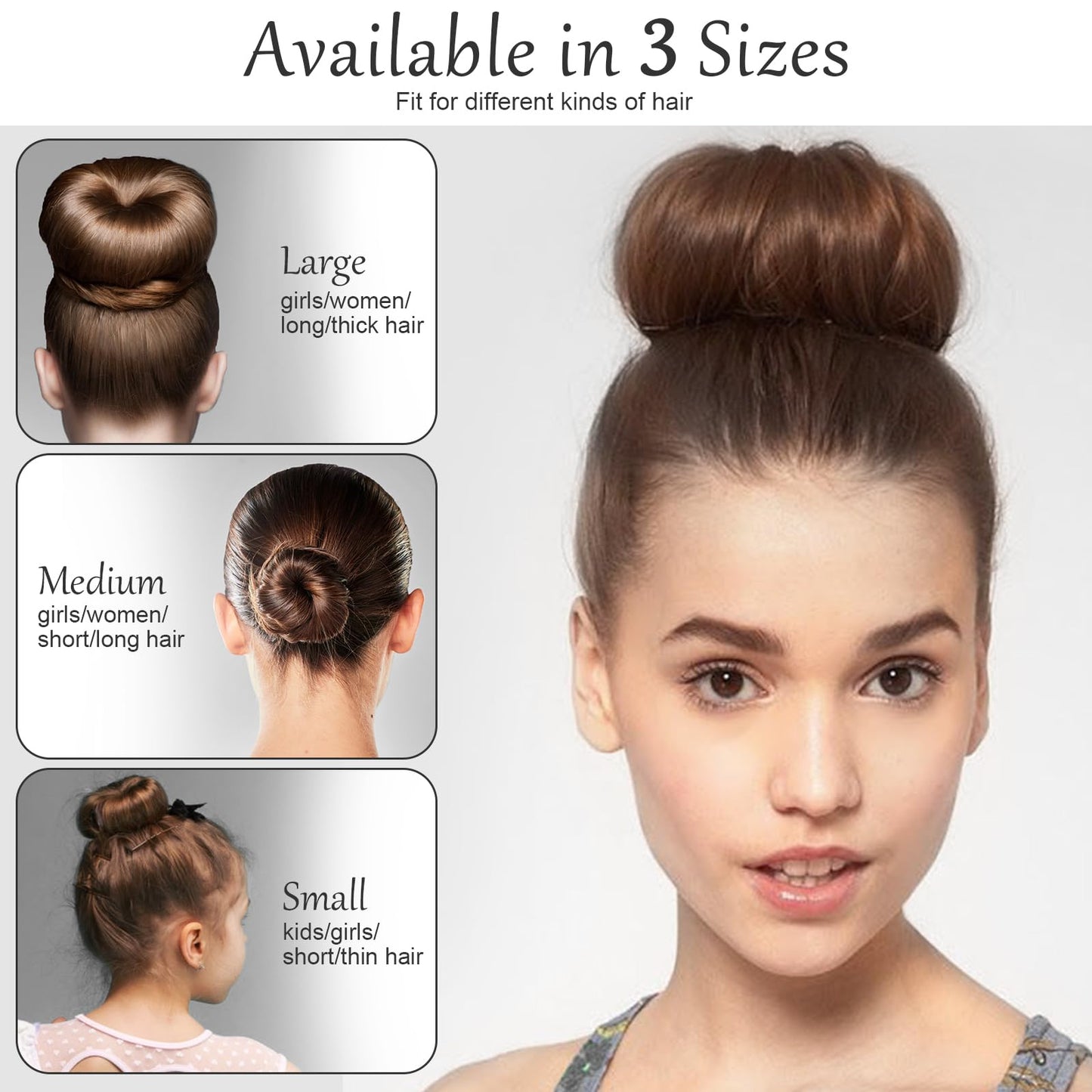 HOFASON Hair Donut 24 Pcs, Large Hair Bun Rings for Ballet Style, Bulk Sock Doughnut Shapers for Women Girls Long & Thick Hair (Size L/3.54 In, Brown)