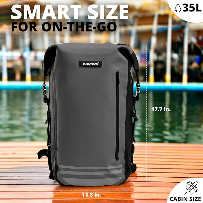 KRONOX 30L Waterproof Backpack for Men – IPX7 Submersible Dry Bag with Laptop Sleeve, Lightweight & Durable for Travel