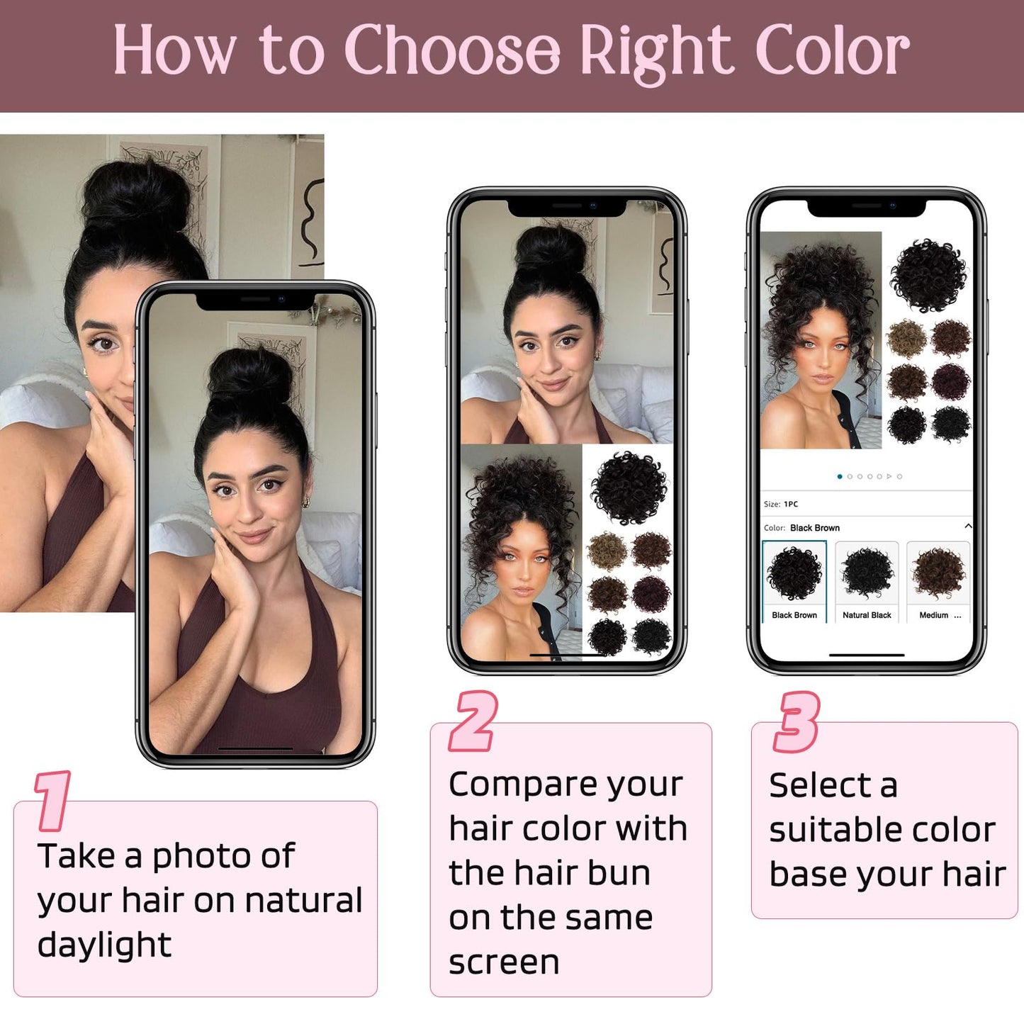 HOOJIH Curly Hair Bun, Messy Bun Hair Piece Elastic Drawstring Messy Bun Large Full Hair Bun Extension Hairpiece Short Synthetic Ponytail Extension for Women - Medium Cinnamon Brown