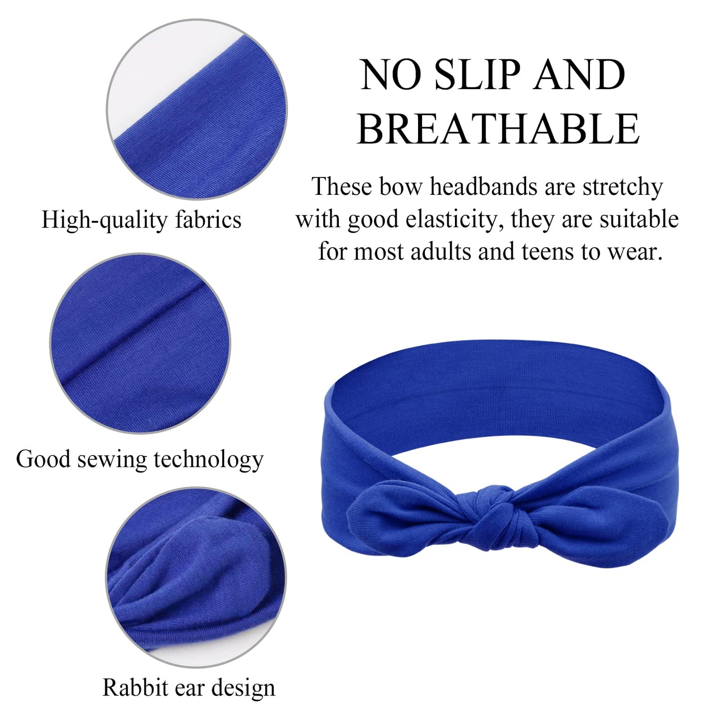 Huachi 12 Pack Bow Headbands for Women Headwraps Hairband Knotted Head Bands Rabbit Ears Stretchy Turban Head Wraps Fashion Sport Cute Hair Accessories