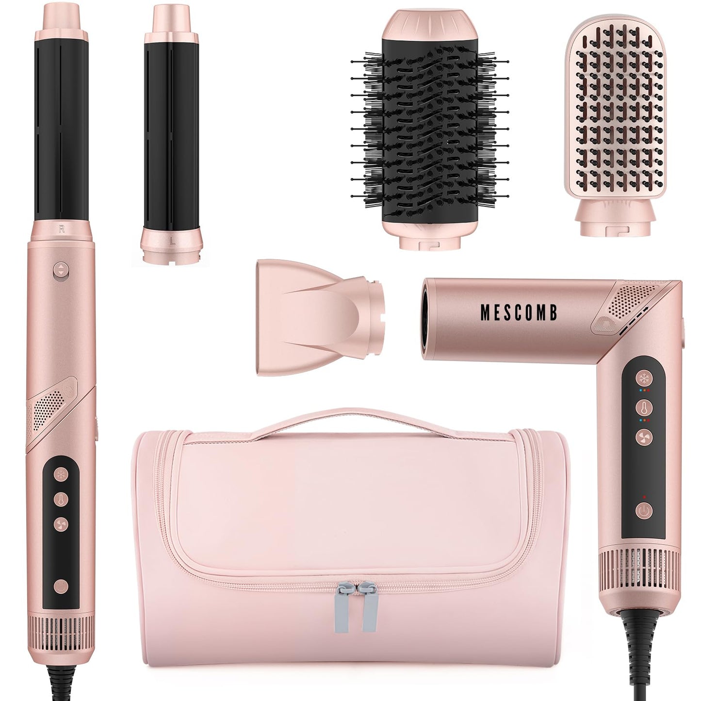 Hot air Brush 5 in 1- High-Speed Frizz-Free Blow Dryer for Fast Drying for Short Hair Curling Smoothing
