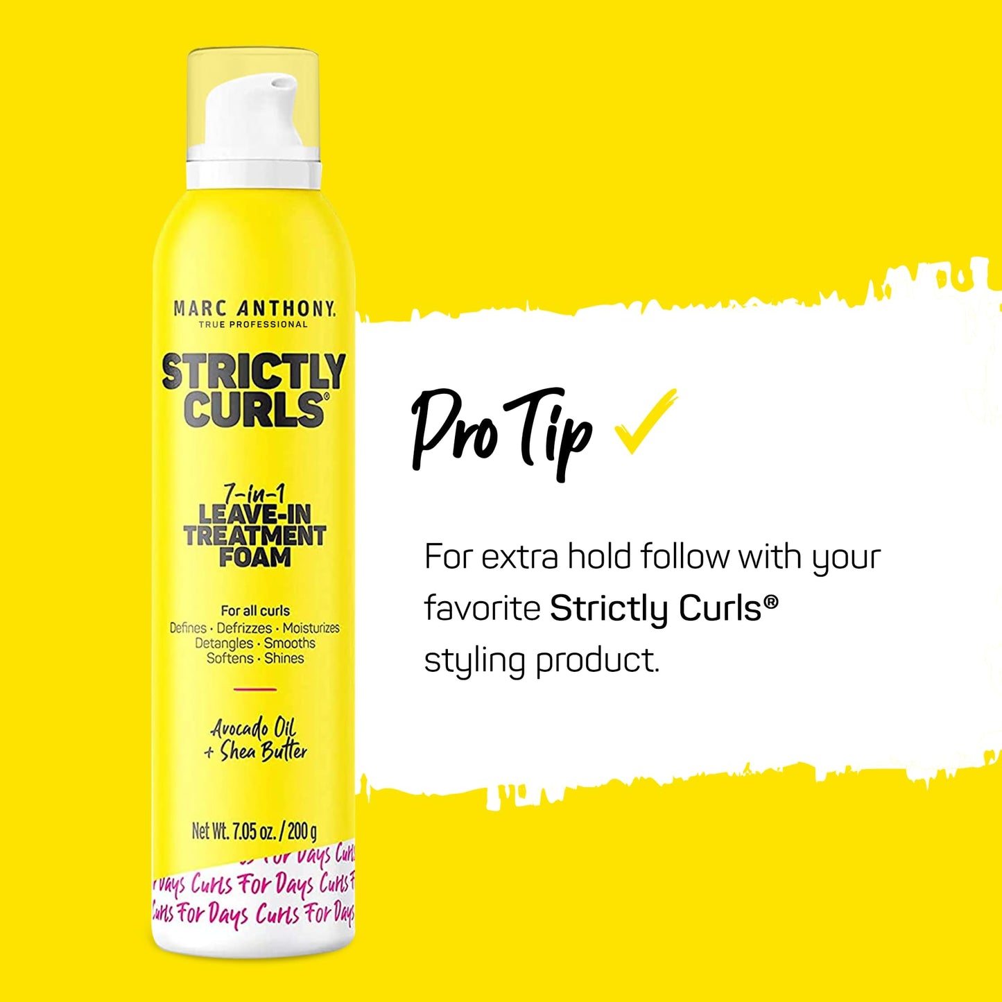 Marc Anthony Leave In Hair Treatment, Strictly Curls - 7-In-1 Treatment Foam for Curly Hair Defines, Defrizzes, Moisturizes, Detangles, Softens & Shines with Avocado Oil & Shea Butter - 7.1 Ounce