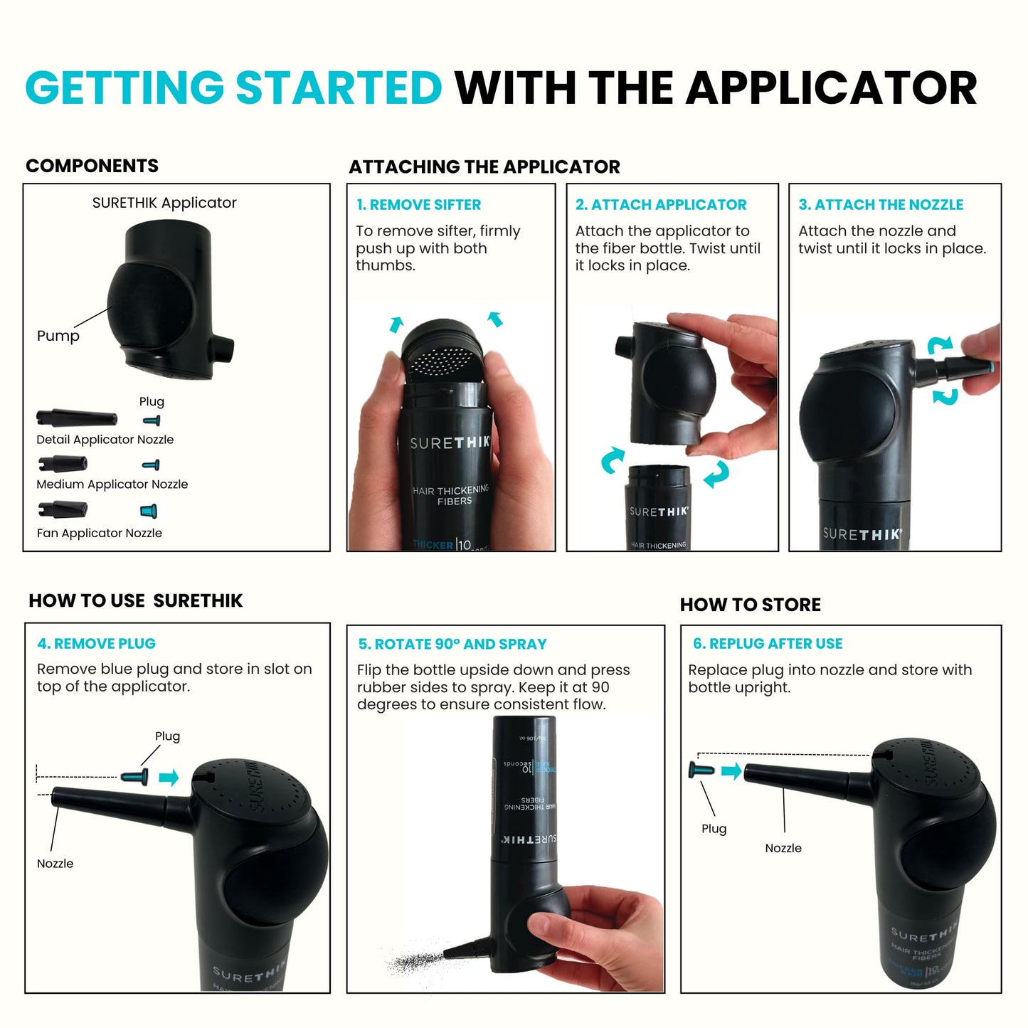 Hair Building Fibers, 15G, with BONUS Pump Applicator, Hairline Comb and 3 Nozzles, Hair and Hairline Filler Kit For Men and Woman (Grey)