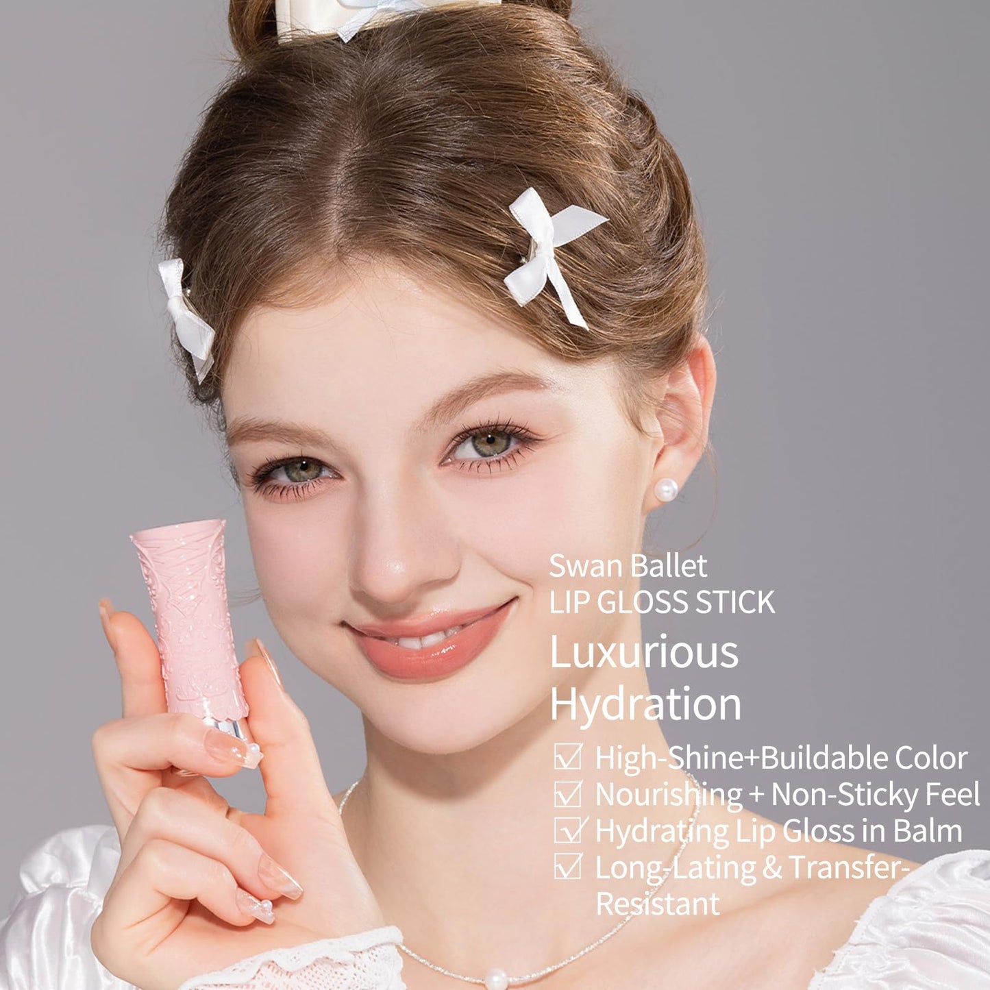 Flower Knows Swan Ballet Shine Solid Lip Gloss Stick-Moisturizing Tinted Lip Balm-Hydrating Lip Gloss in Balm-Long Lasting Lip Makeup for Girls&Women,Vegan & Cruelty-Free(B01 Little Star)