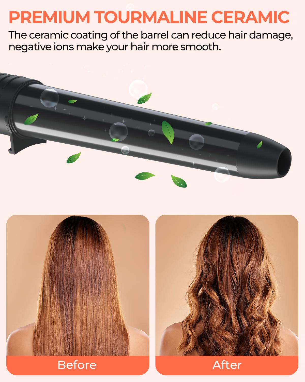 5 in 1 Curling Wand Set: Ohuhu Curling Iron Wand 5Pcs 0.35 to 1.25 Inch Interchangeable Ceramic Barrel Heat Protective Glove 2 Clips Dual Voltage Hair Curler for Girls Women Mother's Day Gift Black