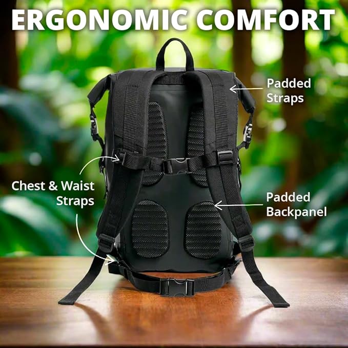 KRONOX 30L Waterproof Backpack for Men – IPX7 Submersible Dry Bag with Laptop Sleeve, Lightweight & Durable for Travel