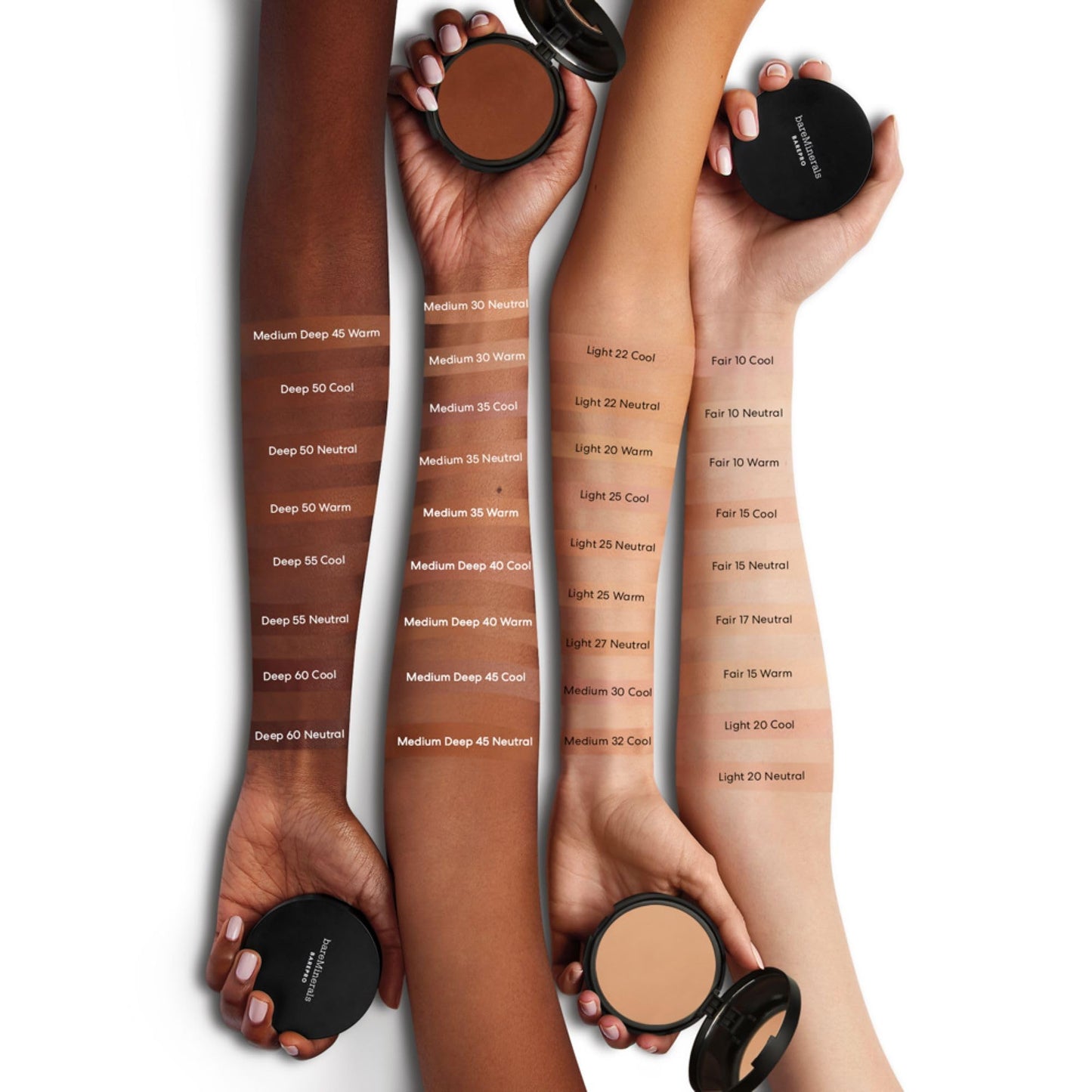 bareMinerals Barepro 24HR Skin-Perfecting Powder Foundation, Matte Pressed Powder Foundation Full Coverage with Plant-Based Squalene, Oil Control, Vegan - Light 20 Neutral