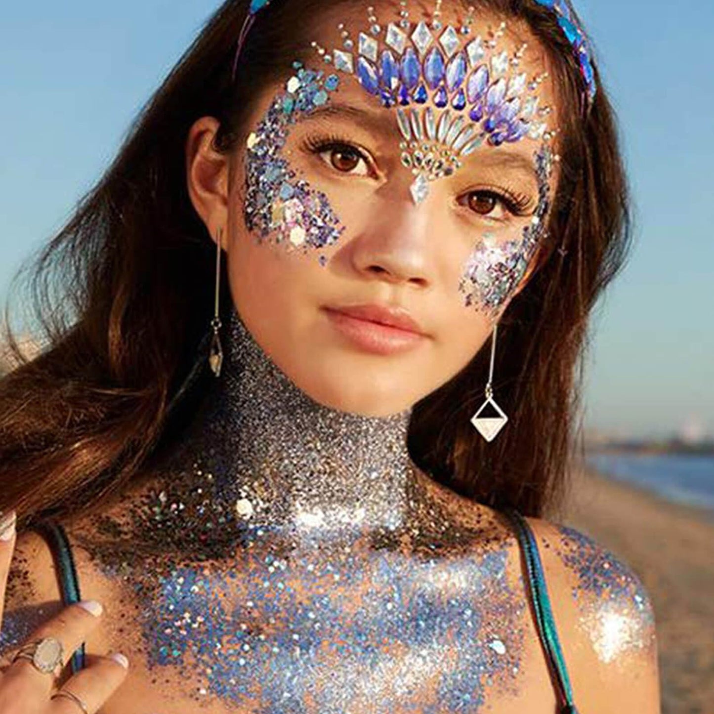 Paminify Silver Mardi Gras Out for Women Face Glitter Gel,Carnival Rave Accessories,Singer Concerts Body Glitter, Music Festival Hair Sequins Face Glitter Paint Makeup,50ML
