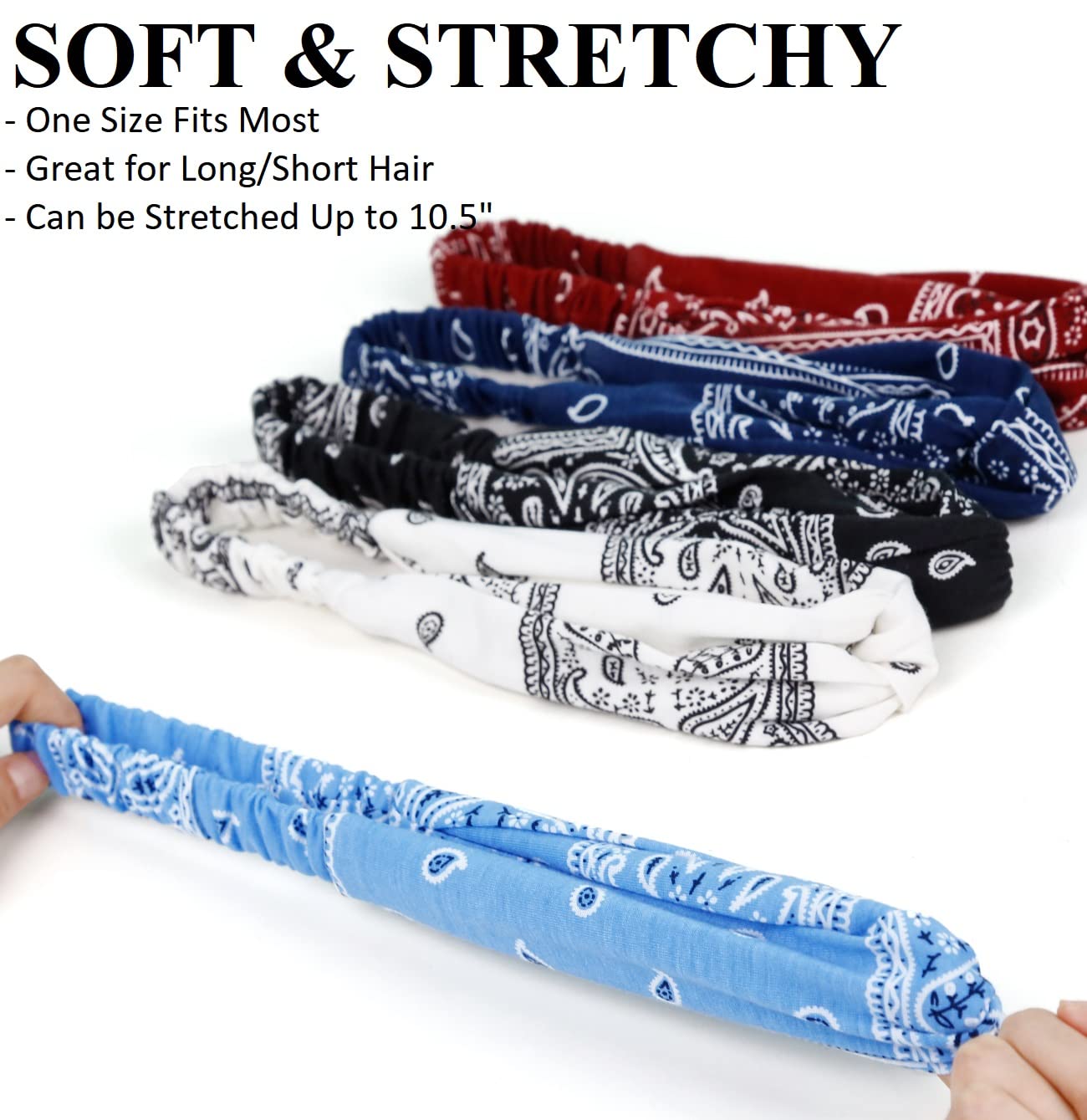 Huachi Bandana Headbands for Women Boho Elastic Hair Bands for Women's Hair Twist Turban Head Wraps Fashion Hair Accessories