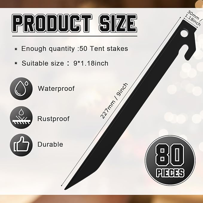 Deekin Plastic Tent Stakes 9 Inch Heavy Duty Tent Pegs Spike Hook Stakes Light Safe Tent Stakes Canopy Stakes for Summer Beach Garden Decorations Camping Outdoor Lawn Tarp