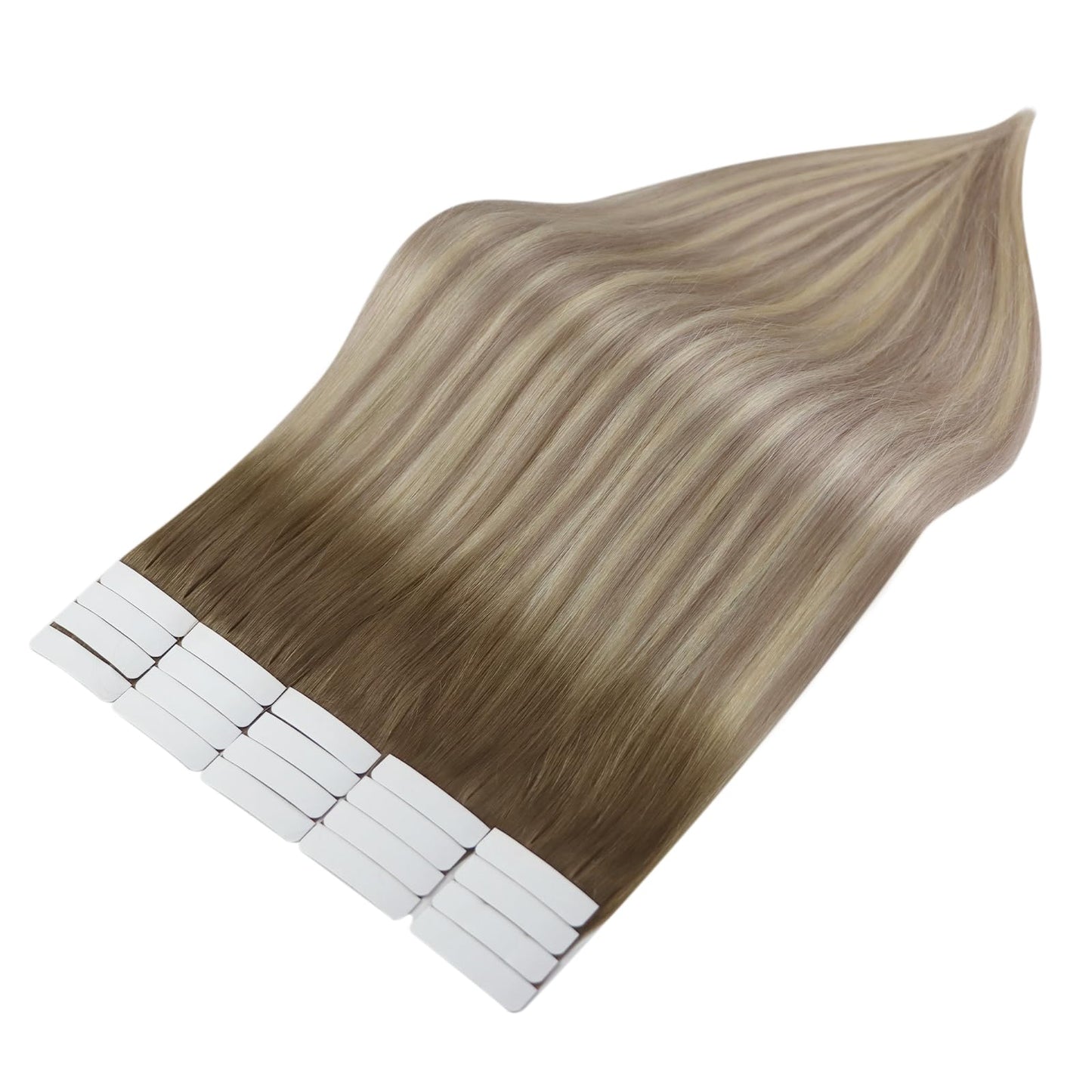 Full Shine Tape in Hair Extensions Human Hair Balayage Color 8 Ash Brown Fading to 60 Highlighted 18 Ash Blonde Seamless Hair Extensions Real Human Hair Tape in Extensions 12Inch 30G for Women 20Pcs