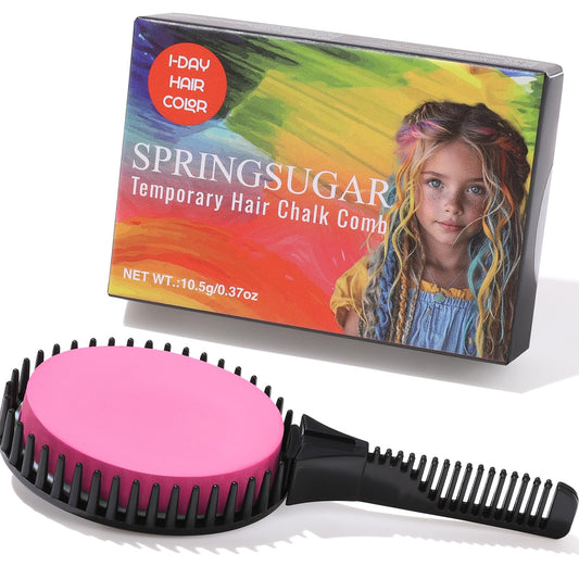 SPRINGSUGAR Pink Temporary Hair Chalk Comb, Washable Hair Color Dye for Girls Kids Adults Birthday Halloween Christmas Cosplay Festivals Hair DIY Party