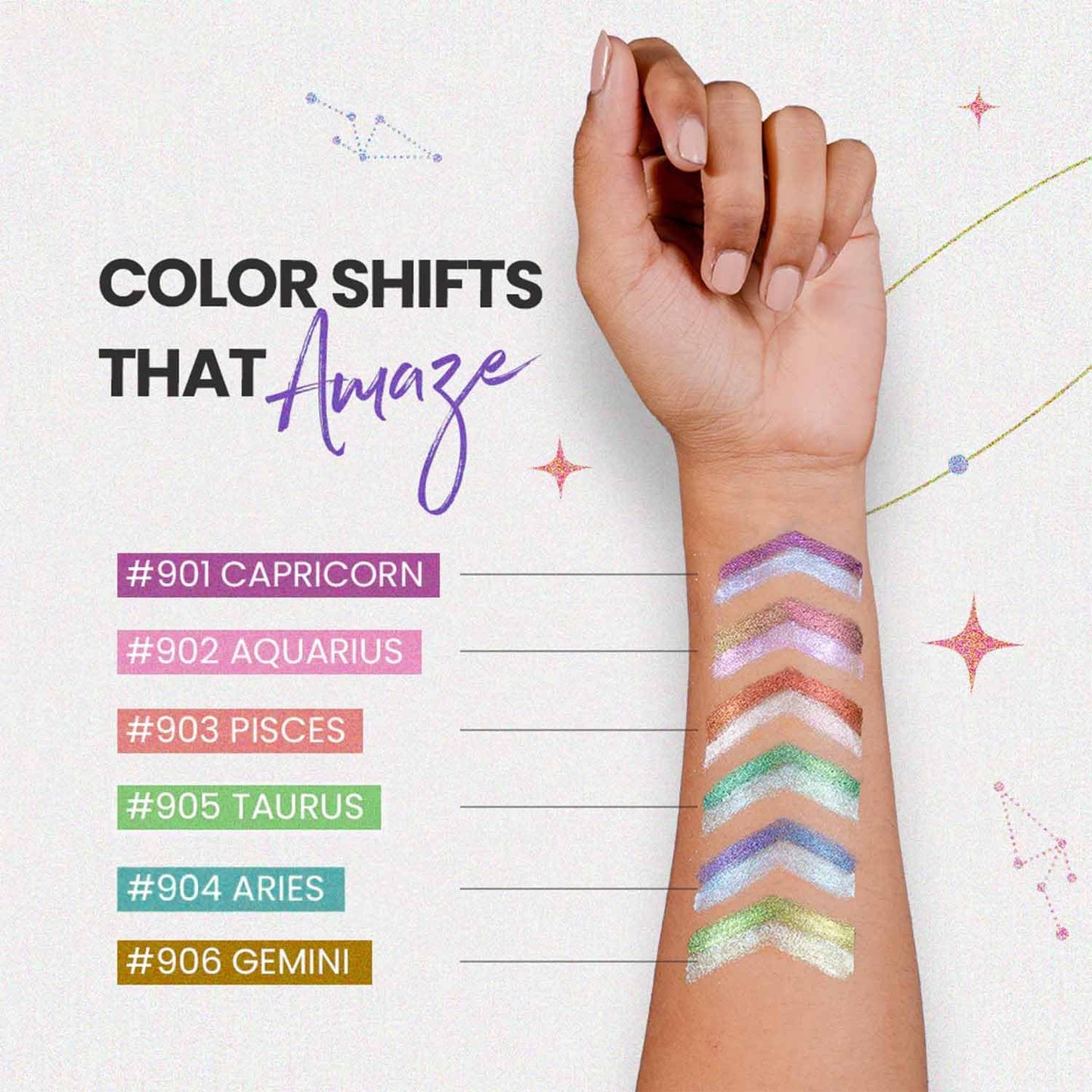 CHARMACY Multichrome 2 in 1 Cream Eyeshadow Stick, Waterproof Eye Brightener Highlighter Stick Makeup, High Pigmented, Smudge-Proof, Vegan & Cruelty-Free (#904)