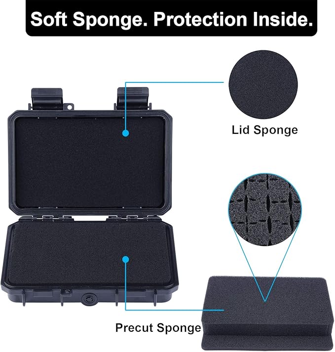 Lykus HC-1710 Mini Hard Case Dry Box with Foam Insert, Interior Size 6.54x3.94x1.46 inch, IP66 Splash-Proof