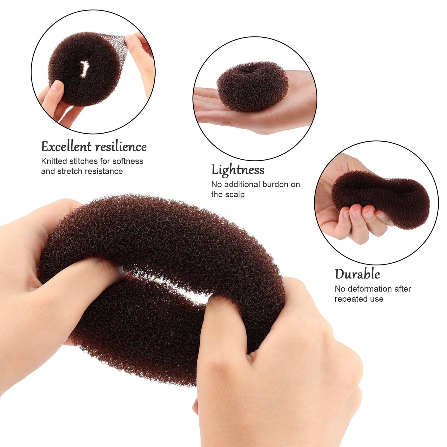 HOFASON Hair Donut 24 Pcs, Large Hair Bun Rings for Ballet Style, Bulk Sock Doughnut Shapers for Women Girls Long & Thick Hair (Size L/3.54 In, Brown)