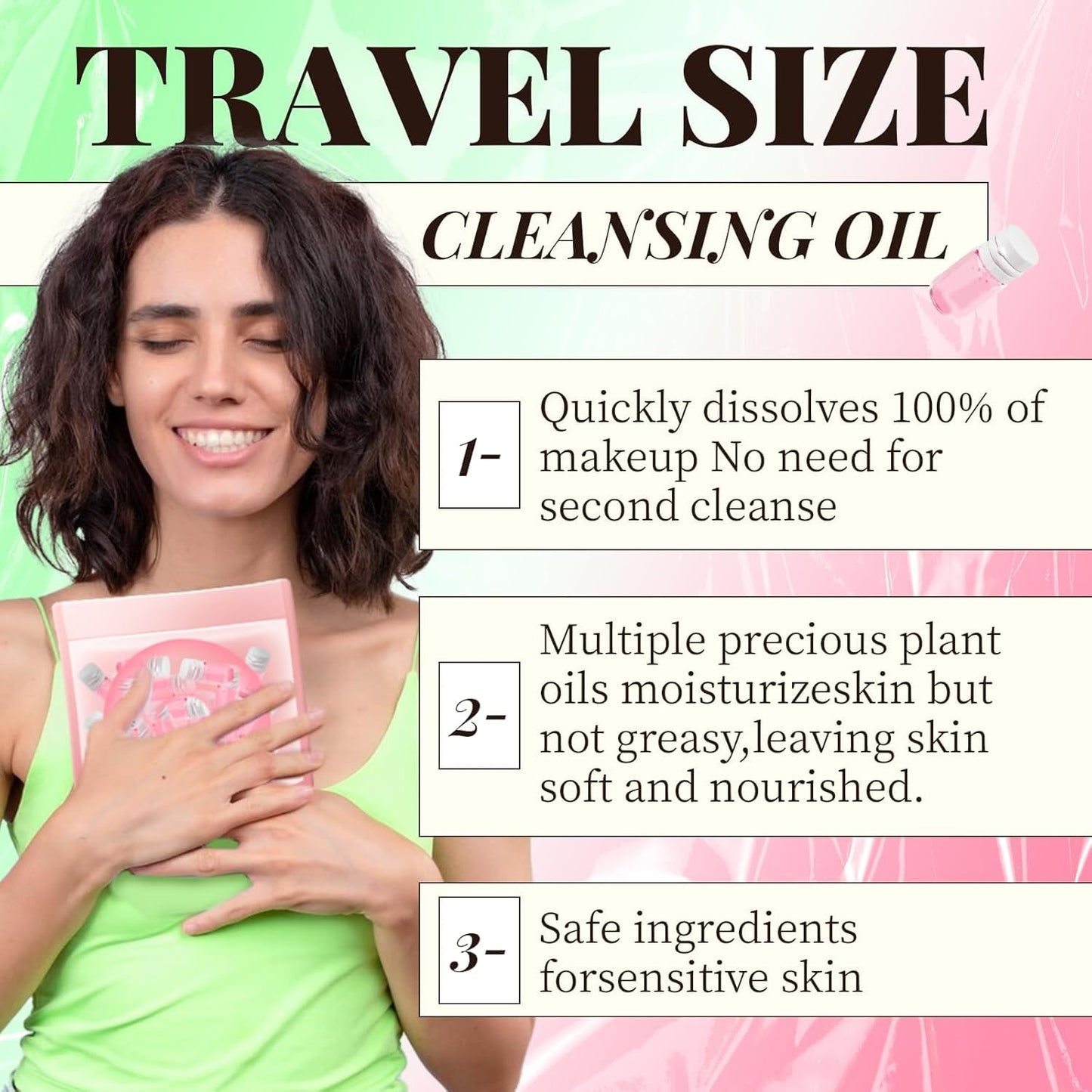 Cisto Makeup Remover Oil Mini, Cisto Cleansing Oil Mini Makeup Remover, Portable Facial Cleansing Oil, Nourishing and Gentle Cleansing Oil for All Skin Types (Camellia 20 capsules)