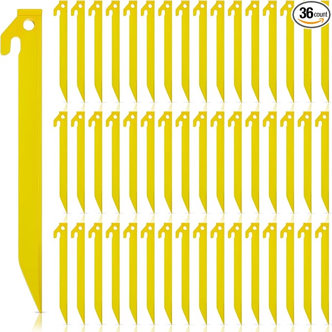 Deekin Plastic Tent Stakes 9 Inch Heavy Duty Tent Pegs Spike Hook Stakes Light Safe Tent Stakes Canopy Stakes for Summer Beach Garden Decorations Camping Outdoor Lawn Tarp