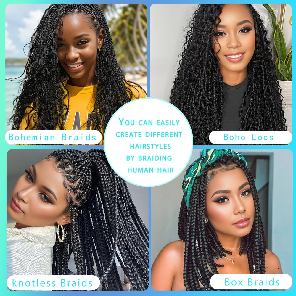 Brown Braiding Hair Human Hair 20 Inch 6 Bundles Deep Wave Human Hair Braiding hair No Weft Brazilian Virgin Curly Human Braiding Hair Extensions for Boho Braids 150g 27/30#