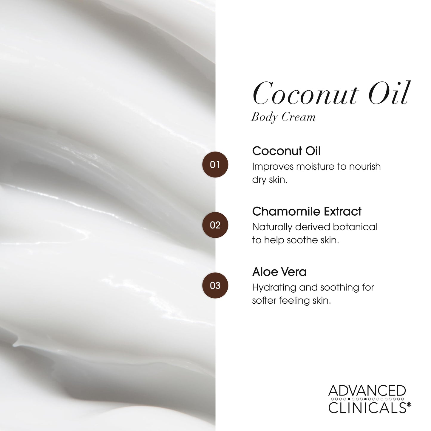 Advanced Clinicals Coconut Oil Body Cream For Women & Men | Hydrating Coconut Lotion For Extremely Dry Skin | Visible Anti Aging Body Butter Skin Care Balm Moisturizer For Hand, Heel, Feet, 16 Ounce