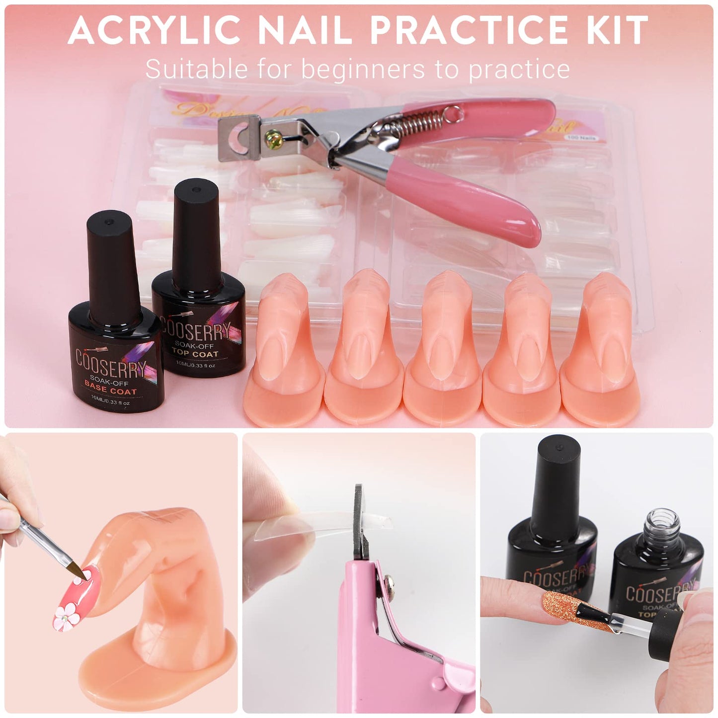 Cooserry 115 In 1 Acrylic Nail Kit - 48 Colors of Glitter Acrylic Powder And Liquid Monomer Set - 5 Pcs Nail Brush And Manicure Tools