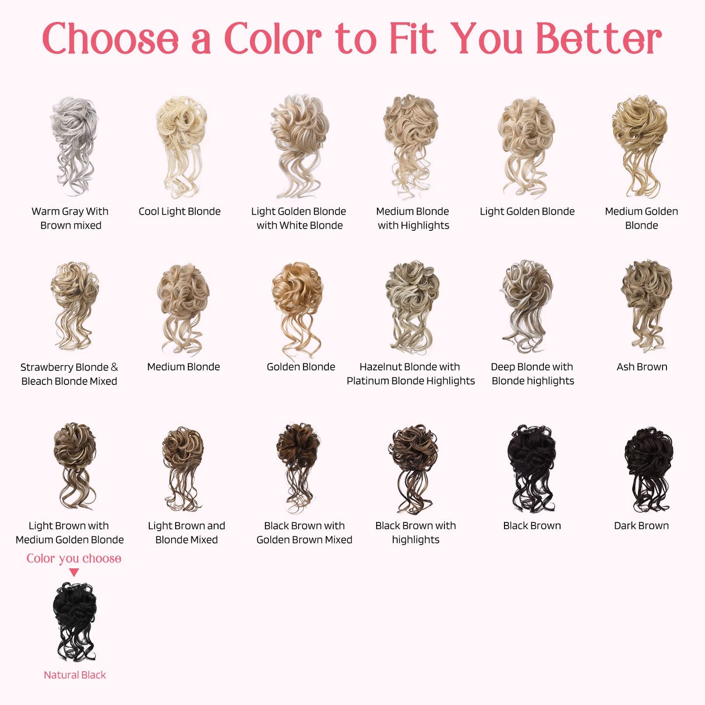 HOOJIH 2PCS Messy Bun Hair Piece, Tousled Updo with Tendrils Hair Bun Extensions Wavy Curly Hair Wrap Ponytail Hairpieces Hair Scrunchies for Women HB010 Dasiy - White Blonde