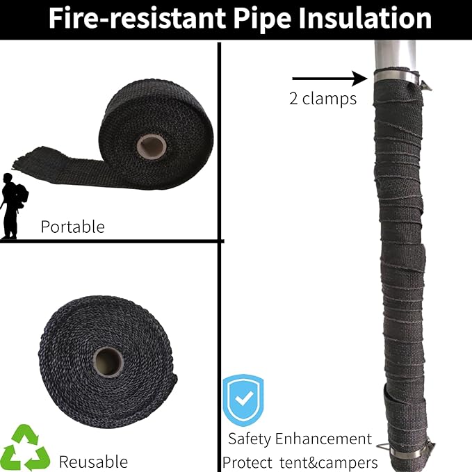 DANCHEL OUTDOOR Stove Jack Kit for Tent with Rain Flap Cover for Dia. 4''/5.85'', Fire Resistant Wood Stove Hole for Canvas Tent Hot Tent Chimney, Side Wall A/C 4 Season