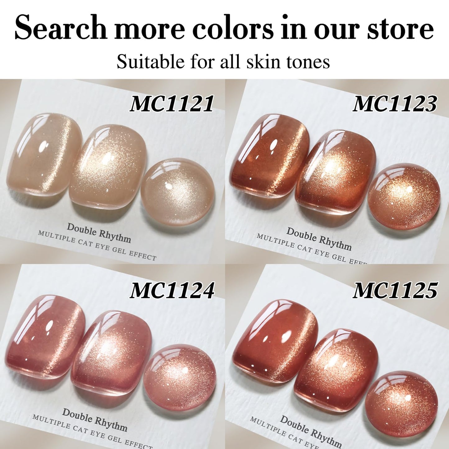 Double Rhythm 15ML Ice Glass Cat Eye Gel Polish with Magnet Holographic Glitter Shimmer Translucent Sheer Color Salon Soak Off Magnetic Nail at Home (Coffee Brown-MC1126)