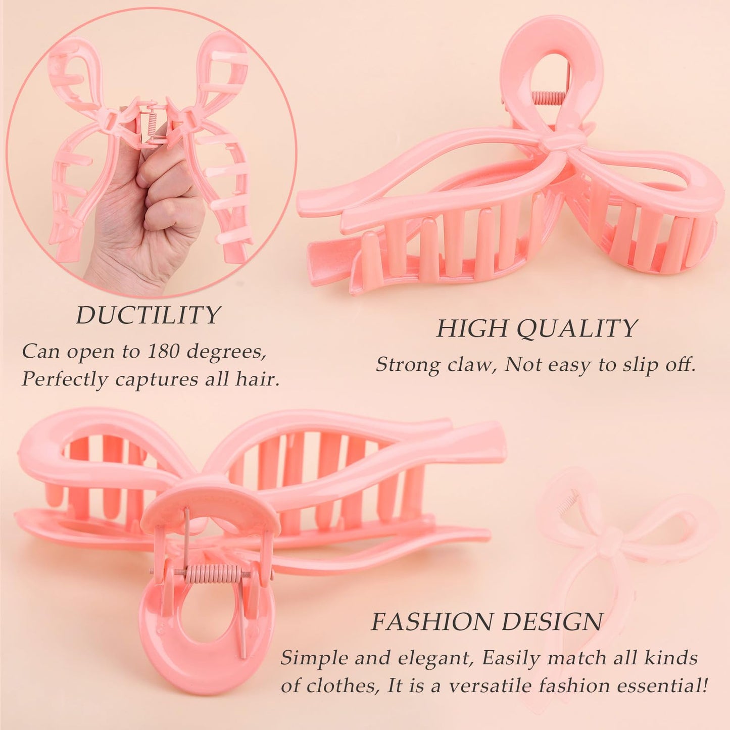 3 Pcs Bow Hair Clips Elegant Hair Claw Butterfly Hair Accessories for Girls Nonslip Butterfly Clips Hair Styling Accessories for Women