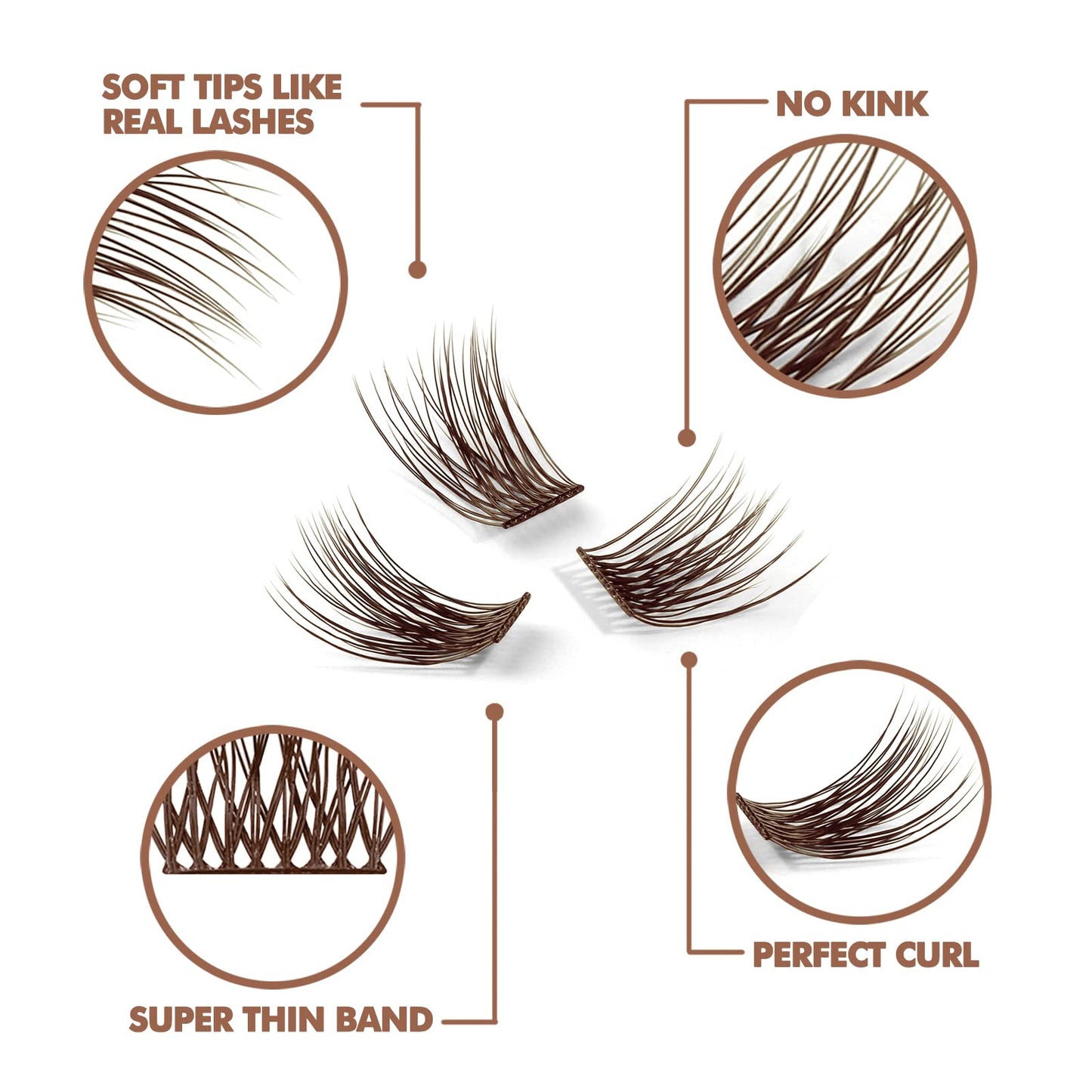 DIY Eyelash Extension, 3D Effect Individual Melt Flare Lash Cluster Natural Lashes Set, Home Eyelash Extension, Lashes Pack (10MM-Amber)