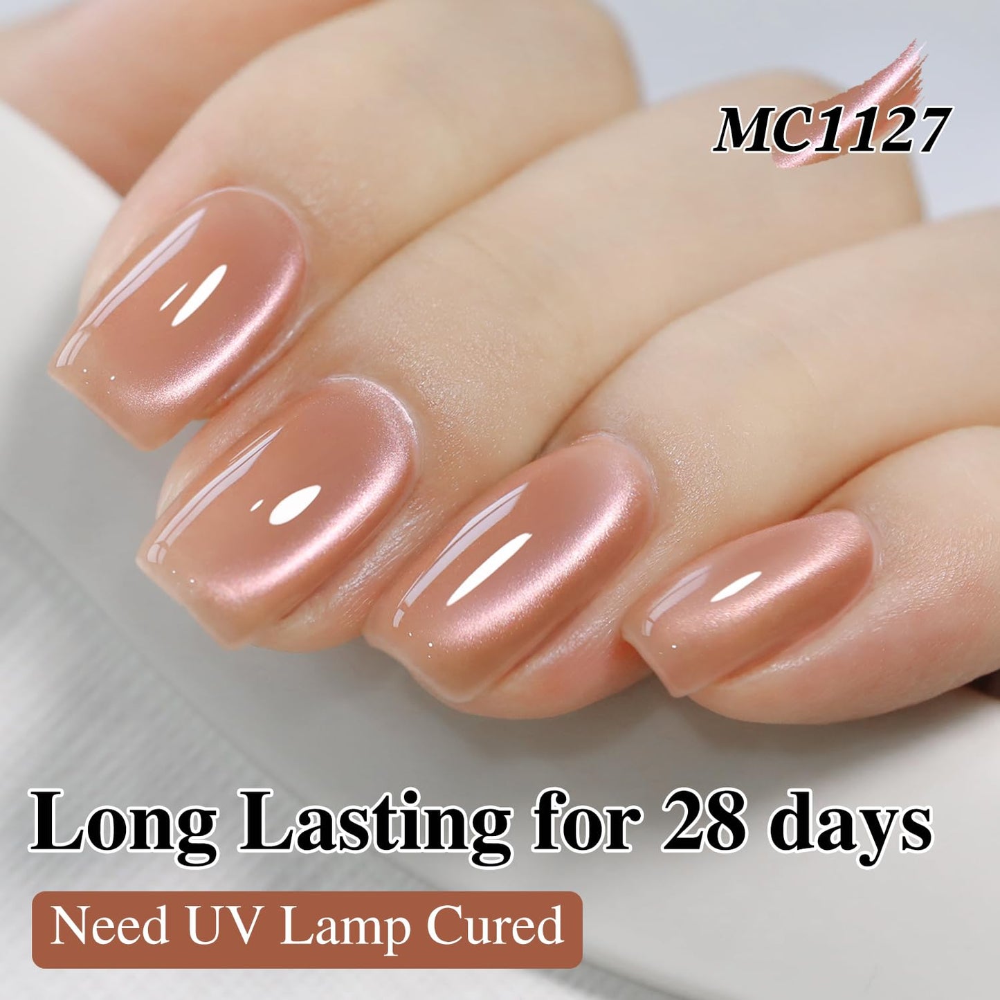 Double Rhythm 15ML Ice Glass Cat Eye Gel Polish with Magnet Holographic Glitter Shimmer Translucent Sheer Color Salon Soak Off Magnetic Nail at Home (Dark Orange-MC1127)