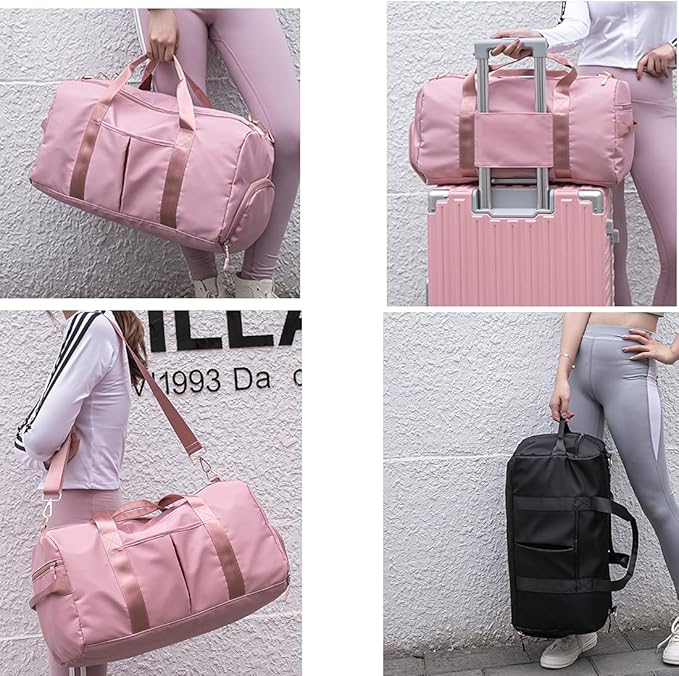 ZUEVI Sports Gym Duffel Bag for Men or Women Waterproof Weekender Travel Bag with Shoes Compartment Dry and Wet Separation for Training Swim Yoga(RED)