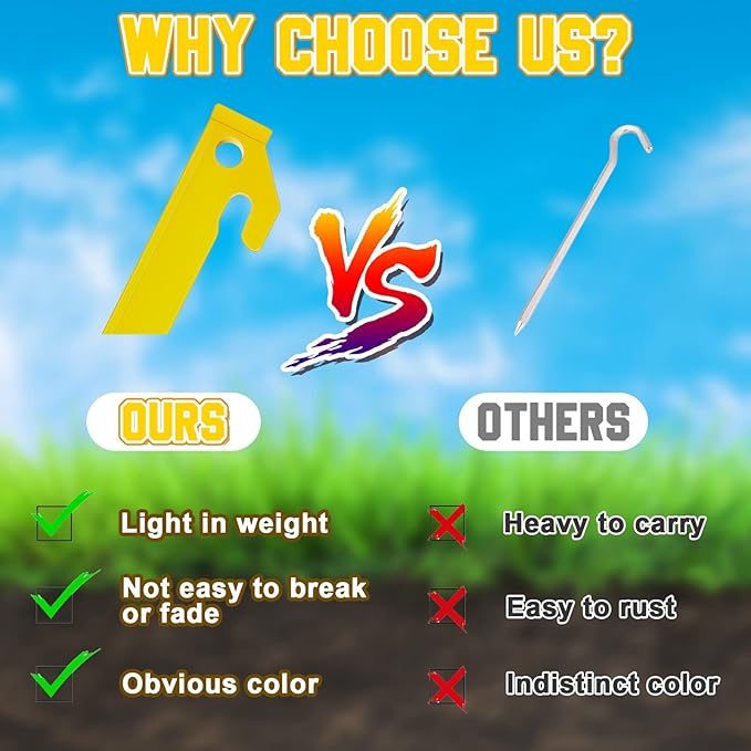 Deekin Plastic Tent Stakes 9 Inch Heavy Duty Tent Pegs Spike Hook Stakes Light Safe Tent Stakes Canopy Stakes for Summer Beach Garden Decorations Camping Outdoor Lawn Tarp