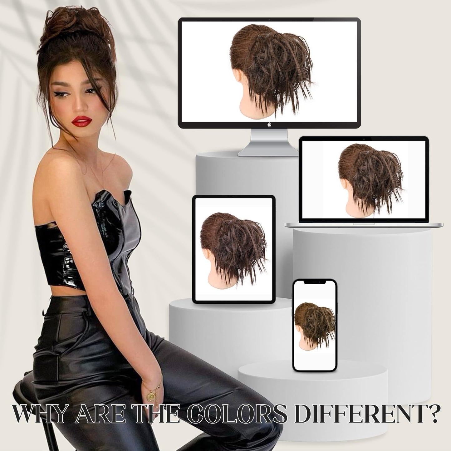 HMD Tousled Updo Messy Bun Hair Piece Hair Extension Ponytail With Elastic Rubber Band Updo Extensions Hairpiece Synthetic Hair Extensions Scrunchies Ponytail Hairpieces for Women(Dark Brown)