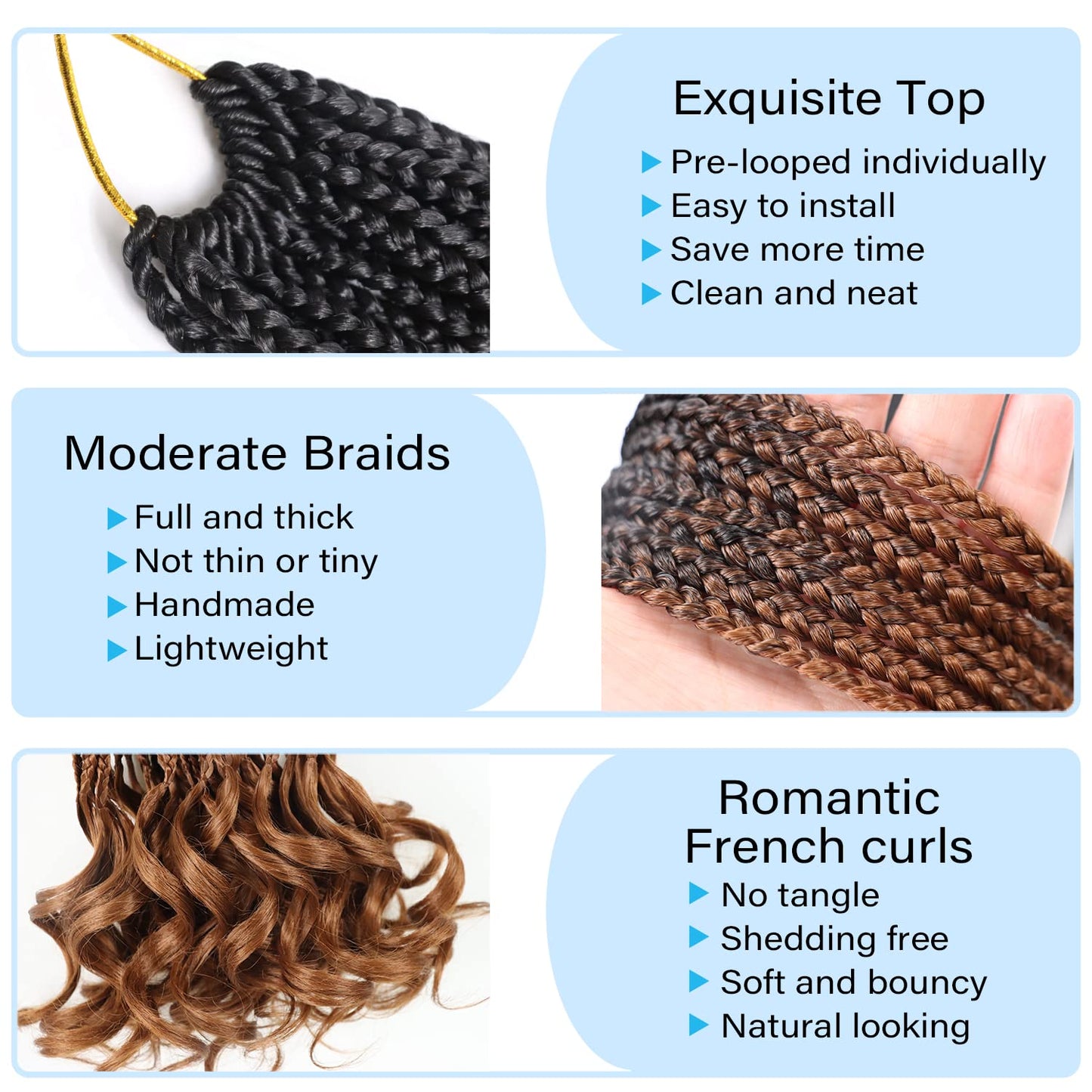 Crochet Braids 14 Inch French Curly Braiding Hair Goddess Box Braids Crochet Hair Curly Braiding Hair French Curl Crochet Braids with Curly Ends Spanish Curly Braiding Hair Extensions(B29#)