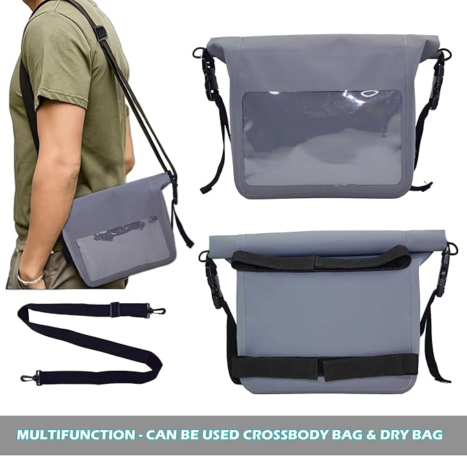 Multipurpose MOLLE Dry Bag Compatible with Soft Cooler, Tactical Backpack & Tote, Large Pouch Organizer Dry Pouch with Shoulder Strap Fit for Famous Hopper Accessories (Grey, Set 1)