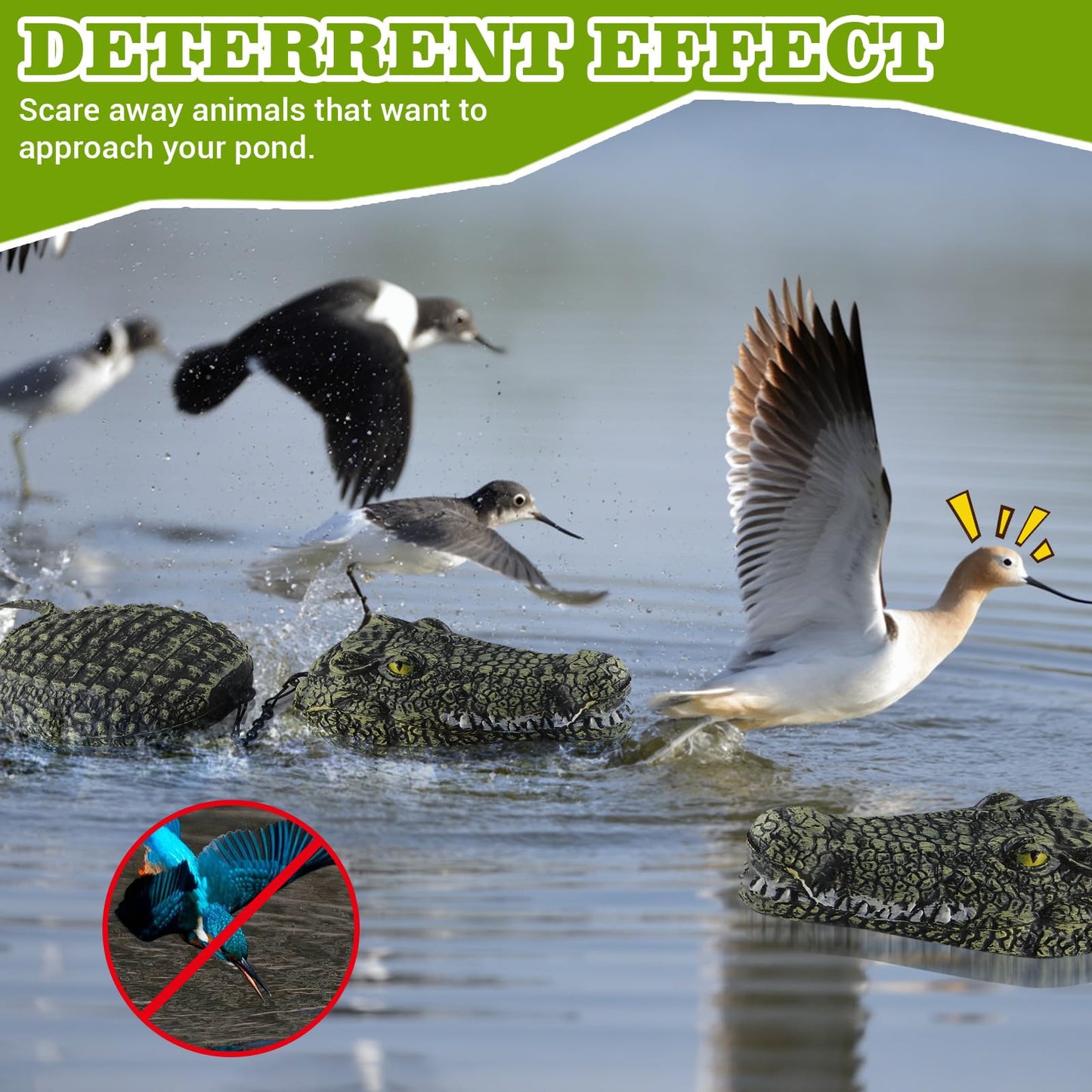 EXLIPO 3-Segment Floating Alligator Decoy - Plastic Fake Crocodile, Realistic Alligator Floating Decoy for Pool, Outdoor Garden Decor & Prank