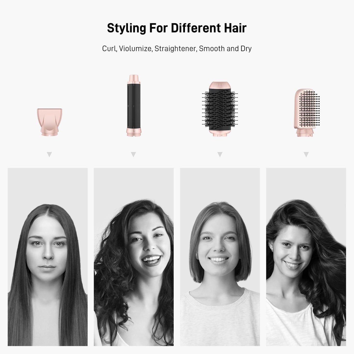 Hot air Brush 5 in 1- High-Speed Frizz-Free Blow Dryer for Fast Drying for Short Hair Curling Smoothing