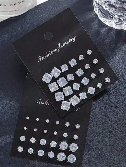 Sparkly Geometric Stud Earrings Set