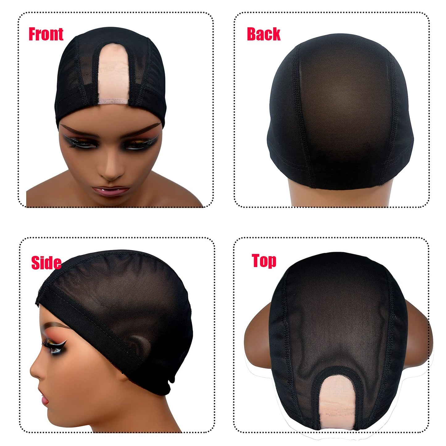 Highshion 5pcs Spandex Mesh Dome Wig Cap For Making wig, Elastic Dome Mesh Cap small holes, Dome caps for men women