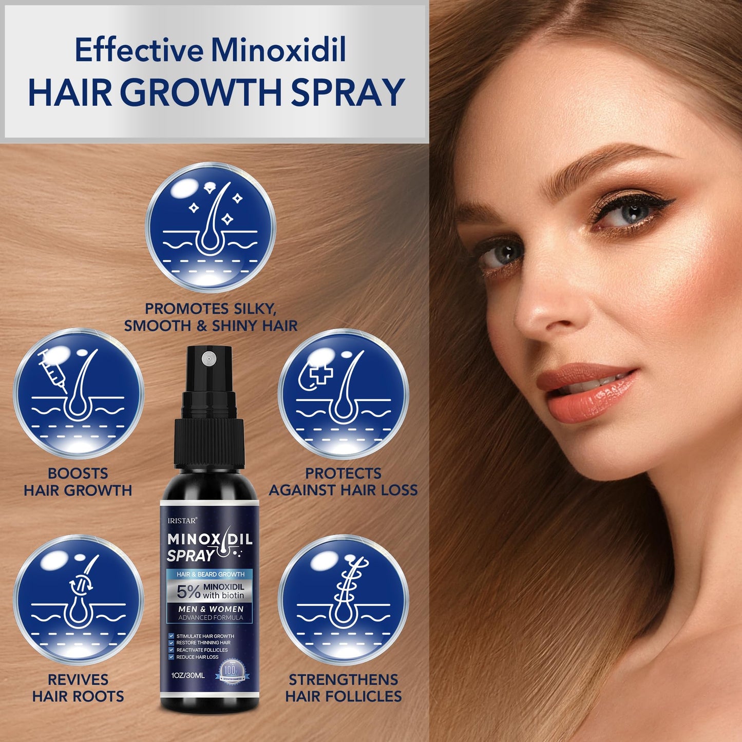 5% Minoxidil for Men Hair, Minoxidil for Women Hair Growth, Minoxidil for Men Beard, Minoxidil Spray, Minoxidil 5 Percent, Minoxidil 5% Hair Regrowth for Men 30ml x 2 Bottles