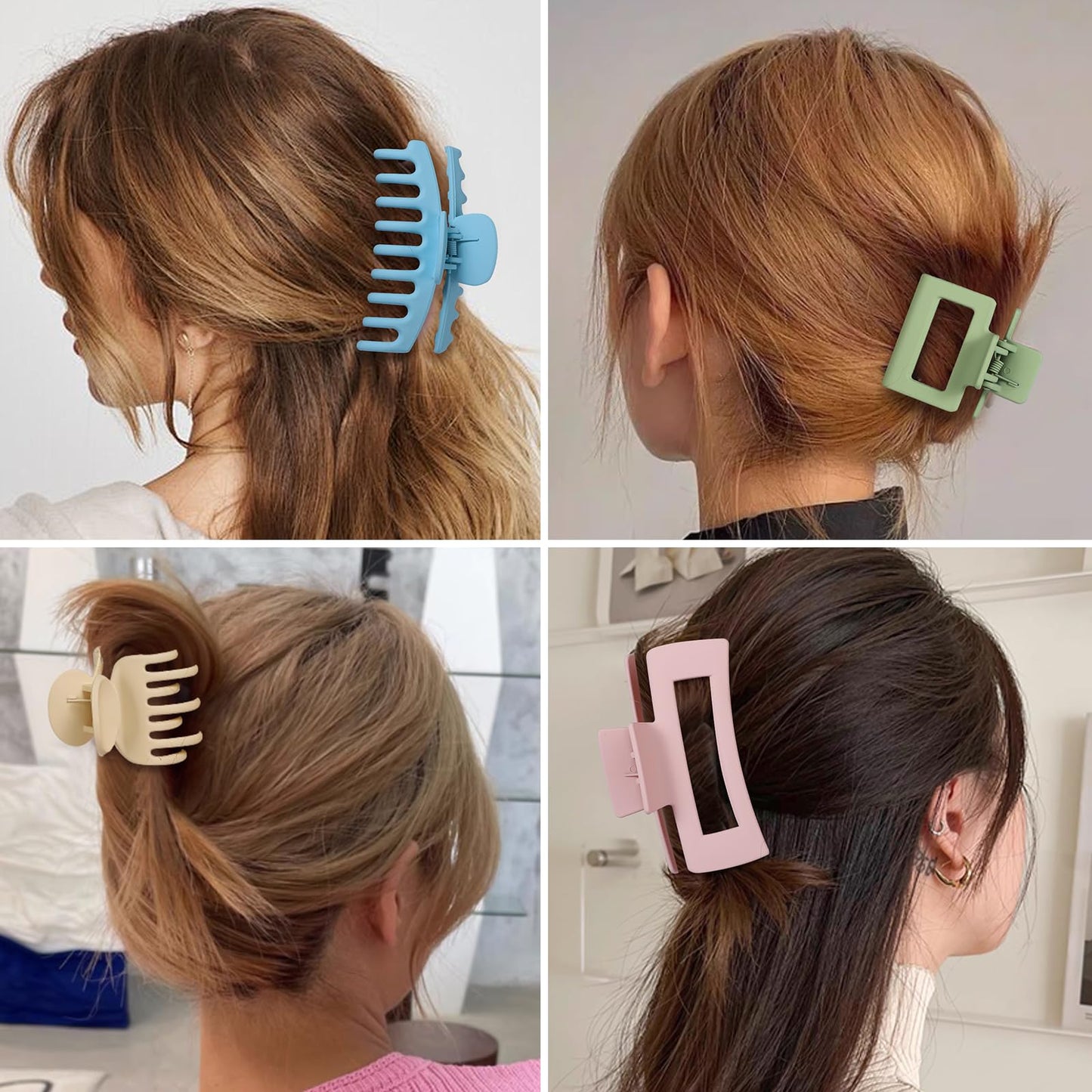 Hair Clips 16 Pcs for Women - Large and Small Matte Banana Clips for Thin, Thick, Curly Hair, Strong Hold Nonslip Hair Claws