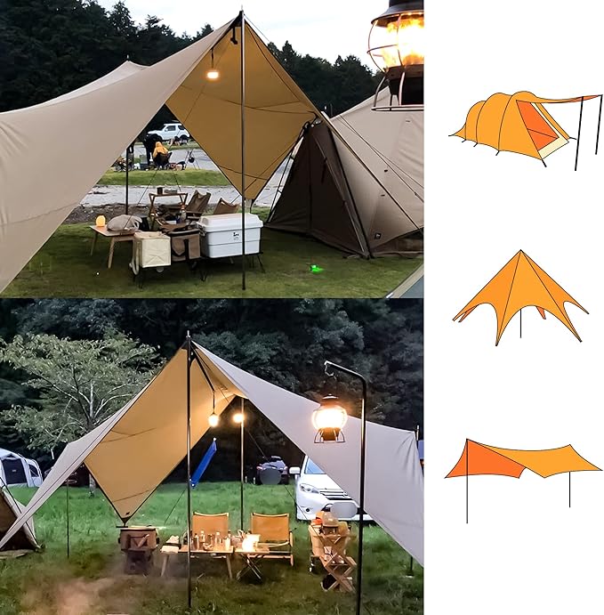 WILDROAD Tarp Poles Tent Poles Canopy Poles 8.37 ft, Telescoping Aluminum Poles with Non-Slip Aluminum Cone Bottom, Portable and Lightweight Camping Gear for Camping and Awnings, Set of 4