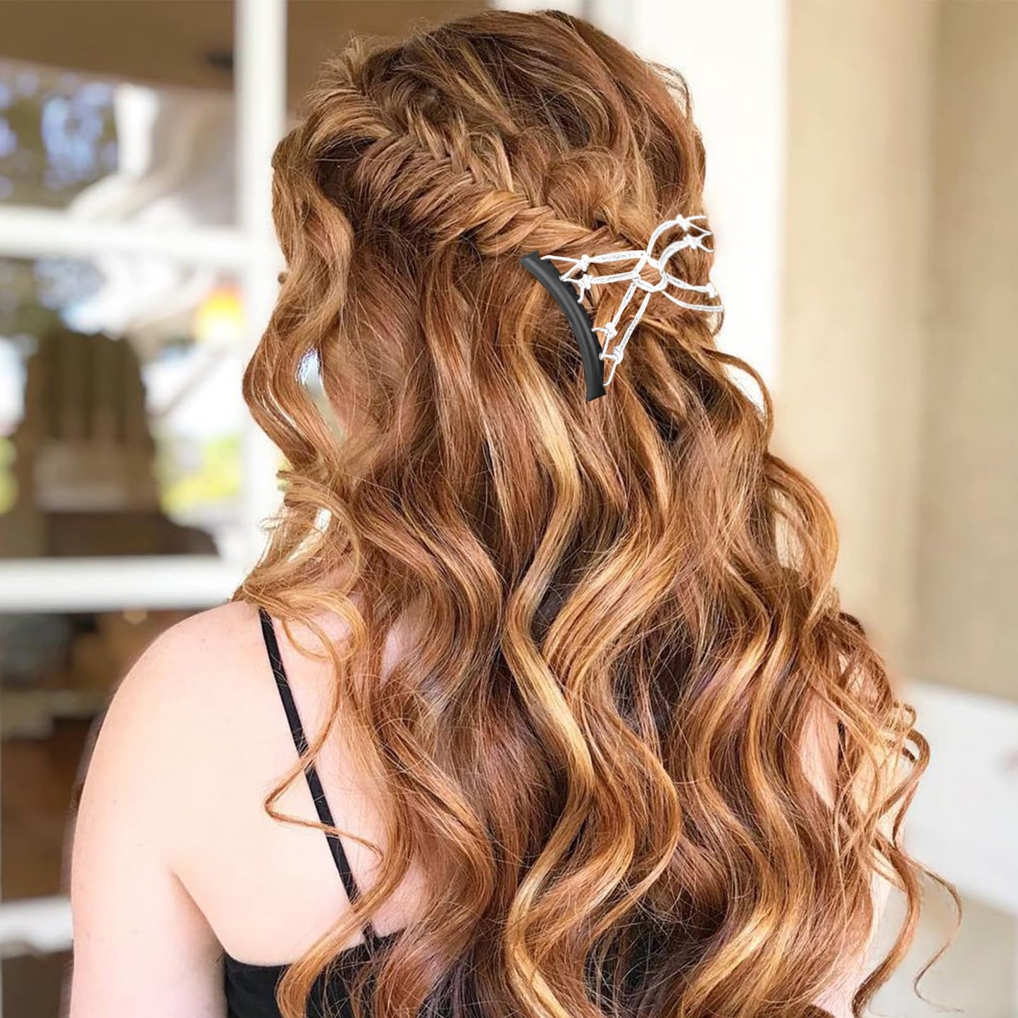 5 Pieces Stretchy Magic Adjustable Elastic Hair Comb Clips & Pins - No Crease Vintage Bun Makers for Women Girls, Curly Thick Wavy Ponytail Hair Accessories
