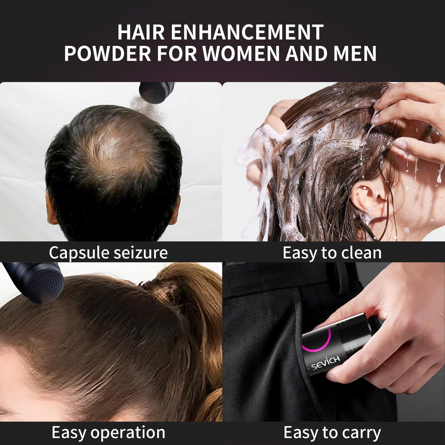 SEVICH Hair Fibers for Thinning Hair, Hair Building Fibers Instantly Thicker & Fuller Look,Hair Powder for Men & Women 25g Blonde