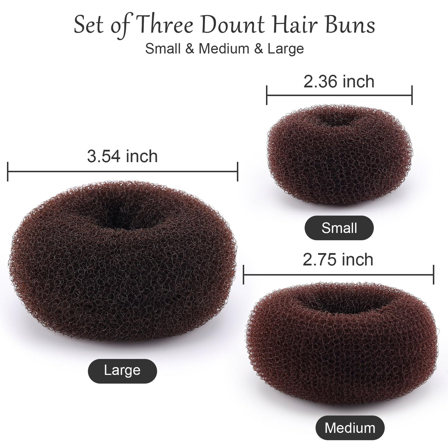 HOFASON Hair Donut 24 Pcs, Large Hair Bun Rings for Ballet Style, Bulk Sock Doughnut Shapers for Women Girls Long & Thick Hair (Size L/3.54 In, Brown)