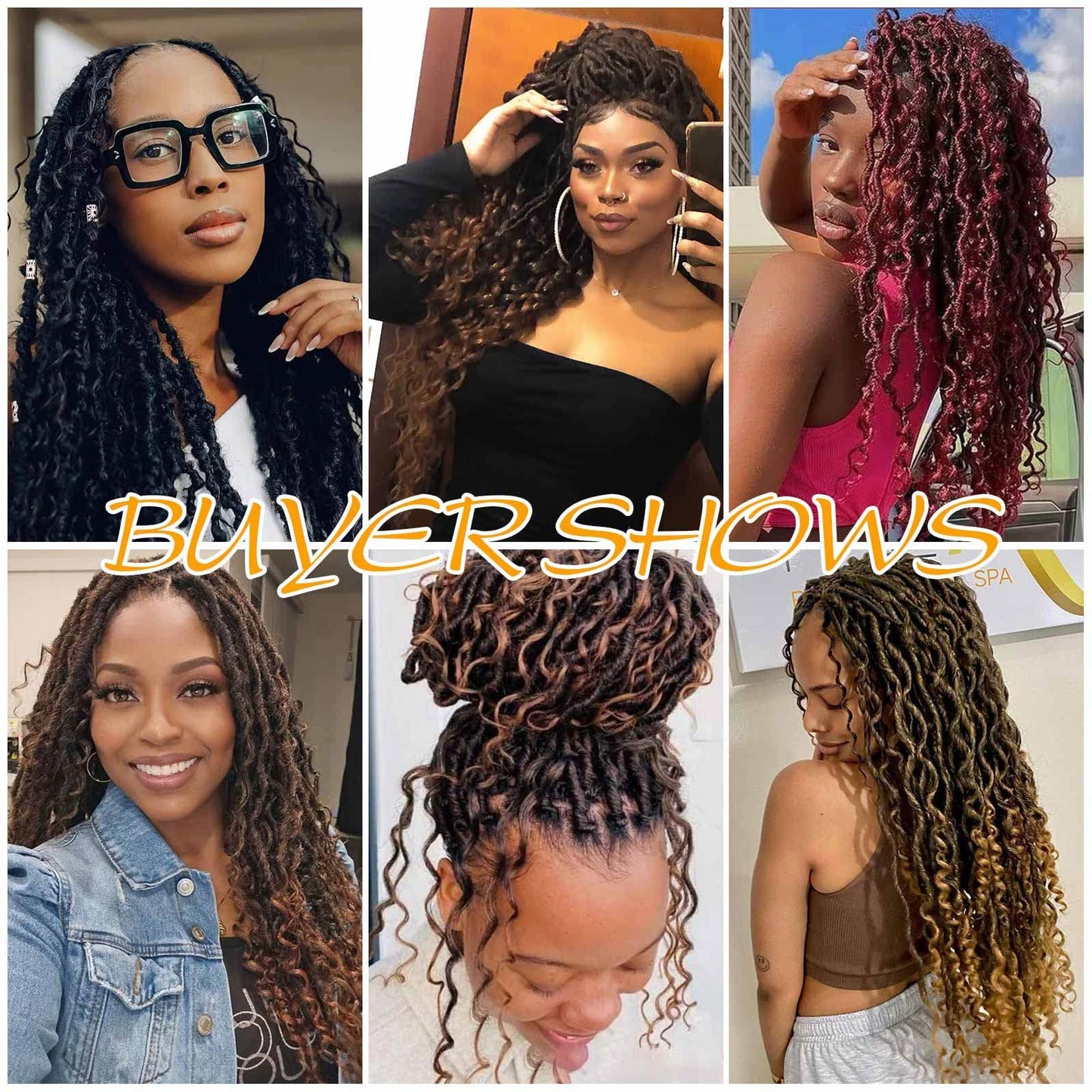Col Bling Goddess Locs Crochet Hair 14 Inch 8 Packs Ombre Faux Locs Crochet Hair for Women Pre Looped Crochet Boho Goddess Faux Locs Crotchet Hair with Curly Ends #1B/4/30