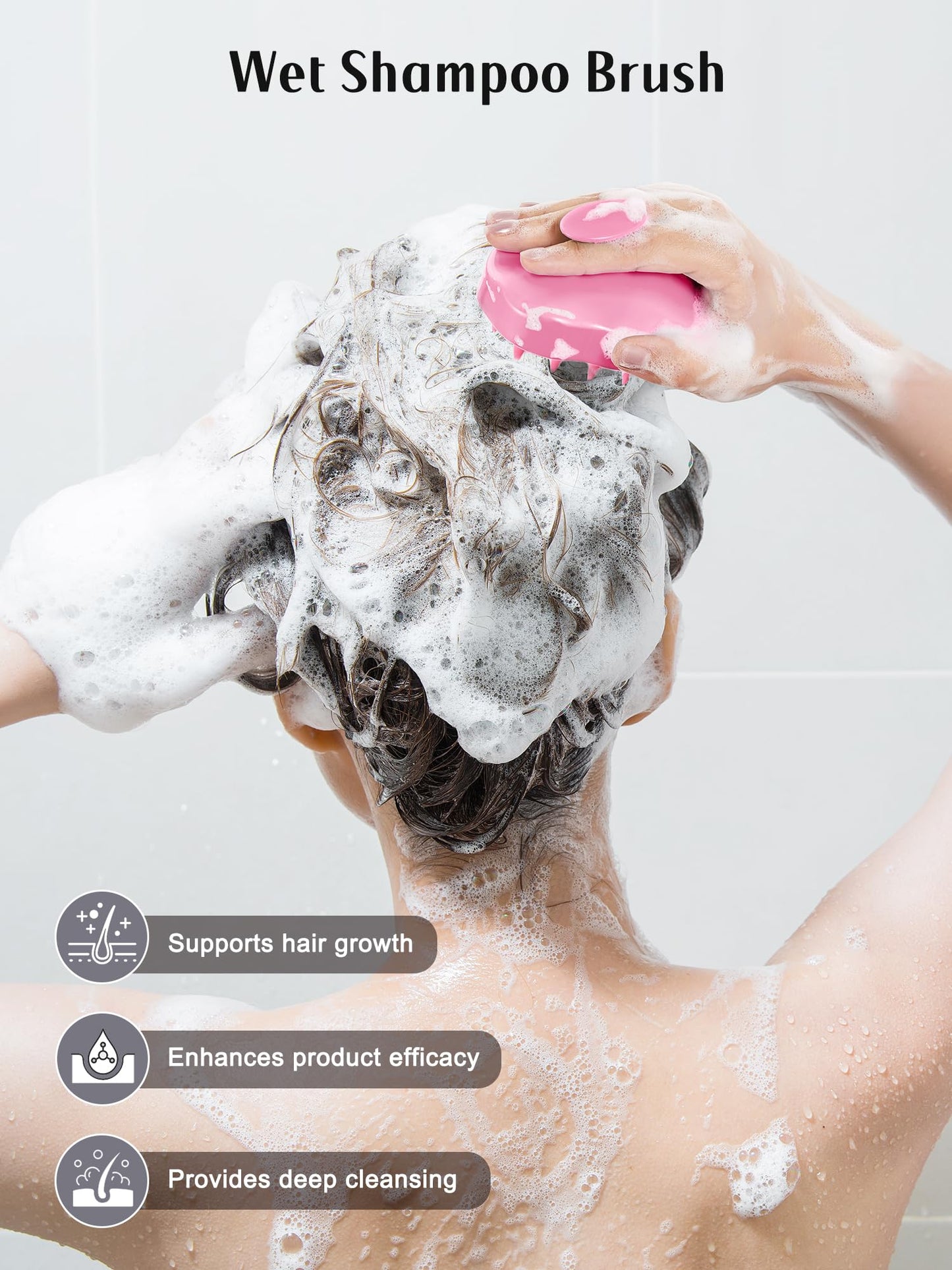 HEETA Hair Scalp Massager Shampoo Brush 2 Pack, Soft Silicone Bristles to Remove Dandruff, Waterproof Hair Scrubber for Both Wet Dry Hair, Suitable for Men & Women (Green & Pink)