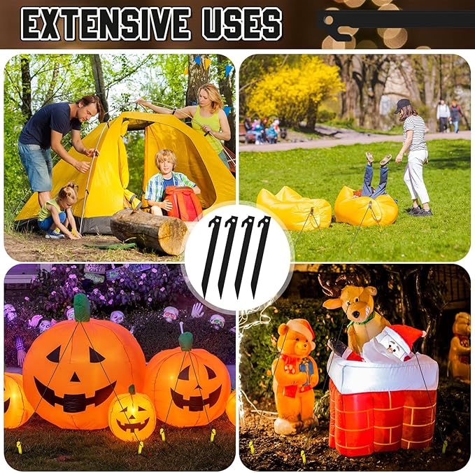 Deekin Plastic Tent Stakes 9 Inch Heavy Duty Tent Pegs Spike Hook Stakes Light Safe Tent Stakes Canopy Stakes for Summer Beach Garden Decorations Camping Outdoor Lawn Tarp