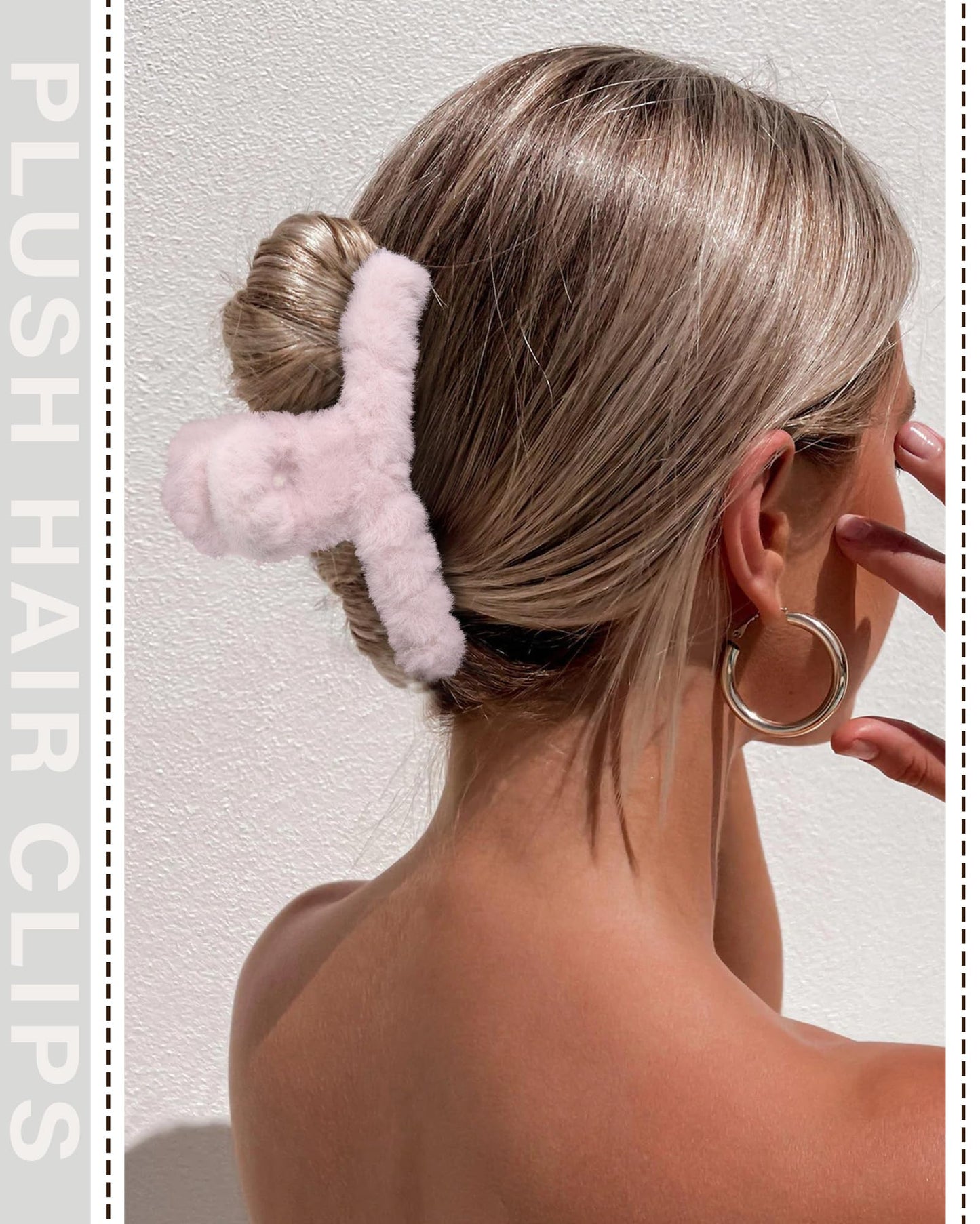 Plush Claw Clip for Thick Hair - 6 Pcs Rectangular Cute Hair Clips & Barrettes for Women, Large Non-Slip Jaw Clips for Thin Hair/Girls (Purple/Pink/Khaki/Light Pink/Beige)