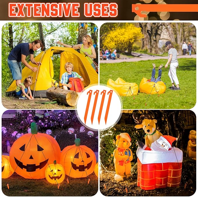 Deekin Plastic Tent Stakes 9 Inch Heavy Duty Tent Pegs Spike Hook Stakes Light Safe Tent Stakes Canopy Stakes for Summer Beach Garden Decorations Camping Outdoor Lawn Tarp